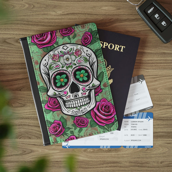Pink Skull & Roses Passport Cover