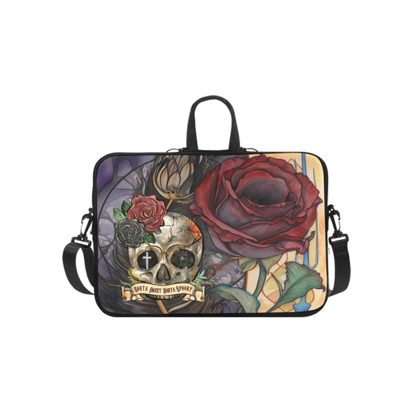 Sorta Sweet Skull Red Rose Laptop Handbags 15"