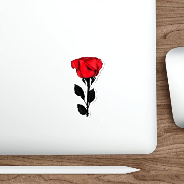 Single 3 Leaf Red Rose - Original Skull Die-Cut Stickers