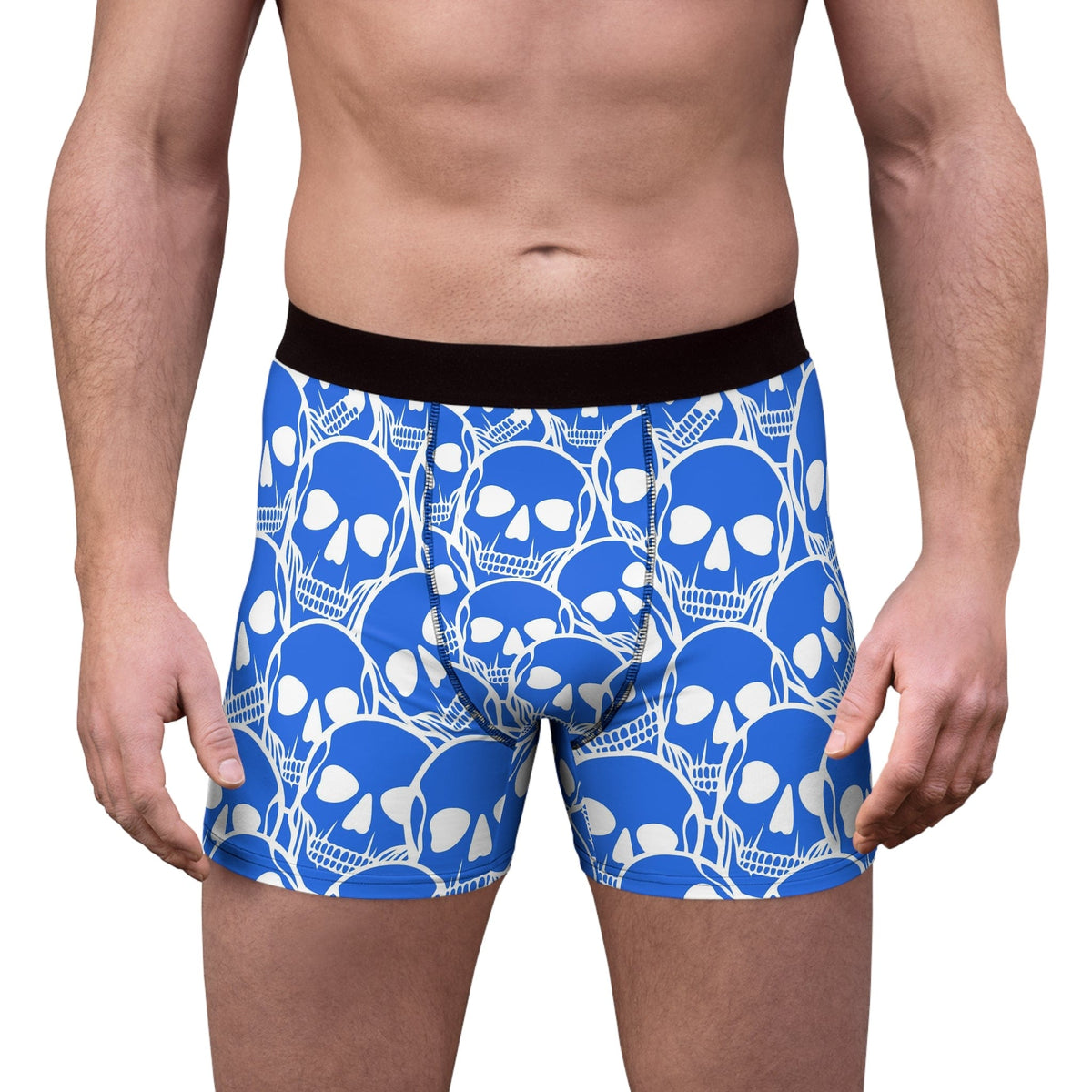 Men's Blue Skull Heads Boxer Briefs Everything Skull Clothing