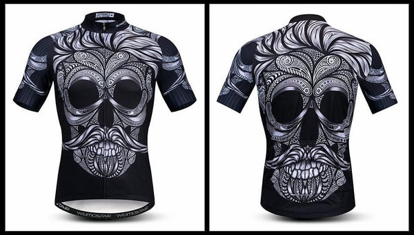 Skull With Mustashe Breathable Cycling Jersey