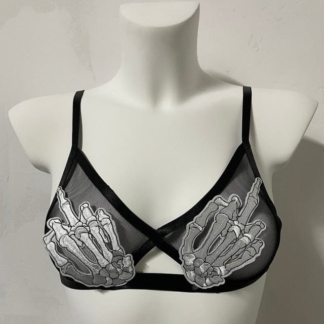 Bat Wings Embroidery Patch Adjustable Cage Bra – Everything Skull