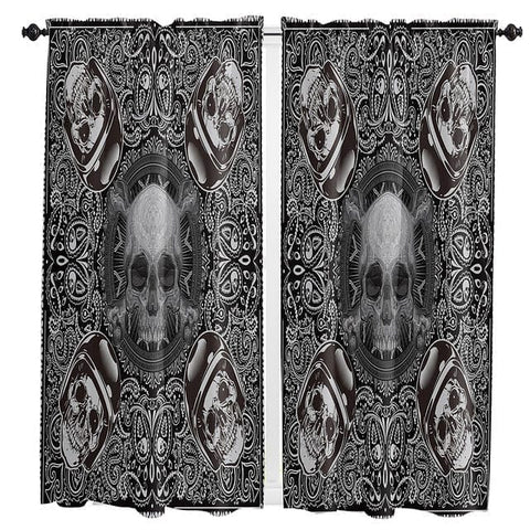 5 Skulls Dark Grey Curtains For Home Decorative