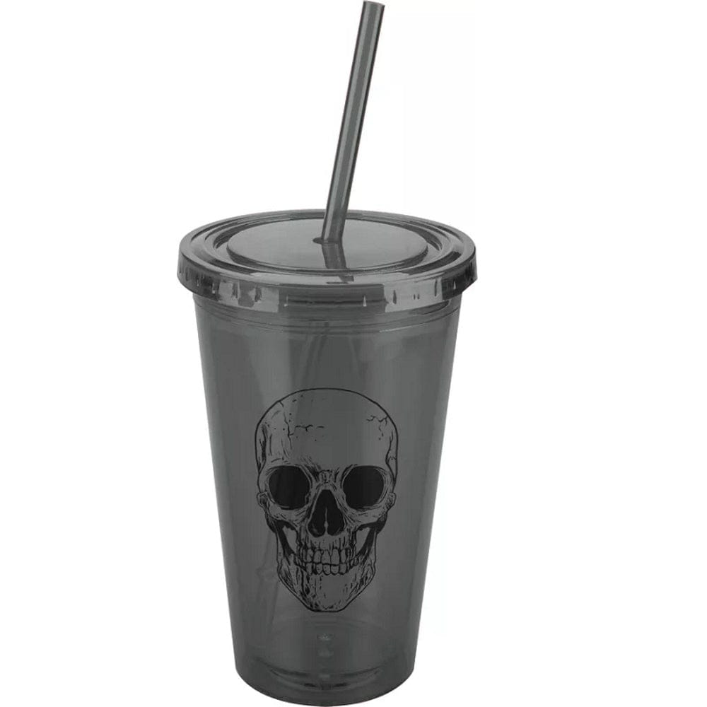 Black Skull Insulated Tumbler with Straw