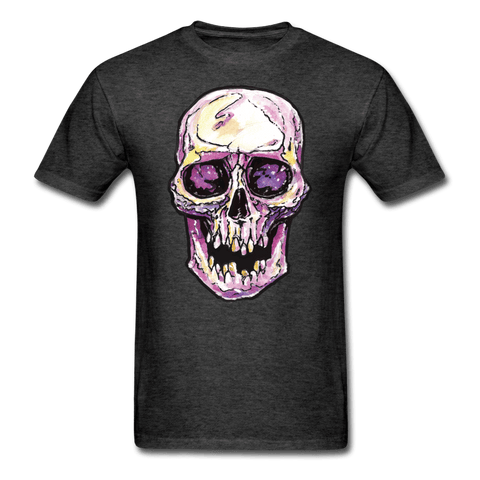 Mens Single Skull T-shirt - heather black