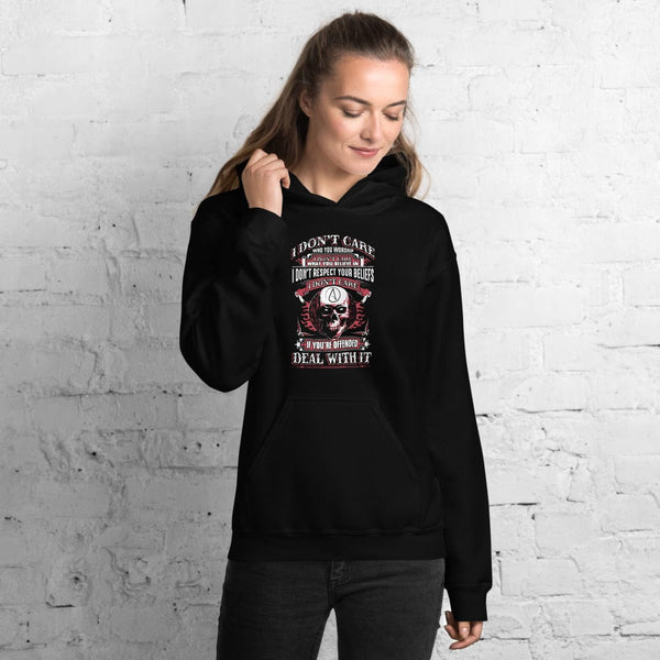 I Don't Care Who You Worship - Skull Hoodie - up to 5XL