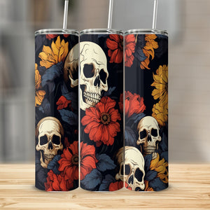 Red Yellow Floral Skulls Stainless Steel 20oz Tumbler skull