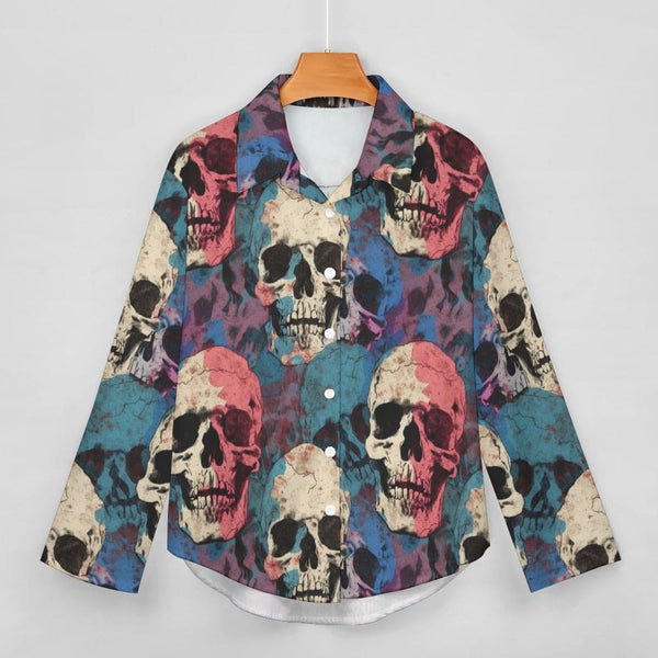 Elevate your wardrobe with our Women's Button Down Skull Blouse!