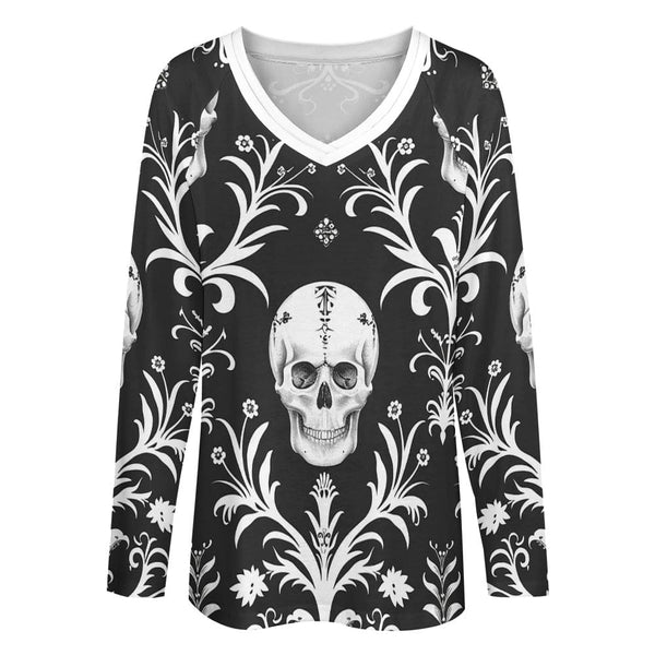 Women's Skull Designed Long Sleeve Loose Top