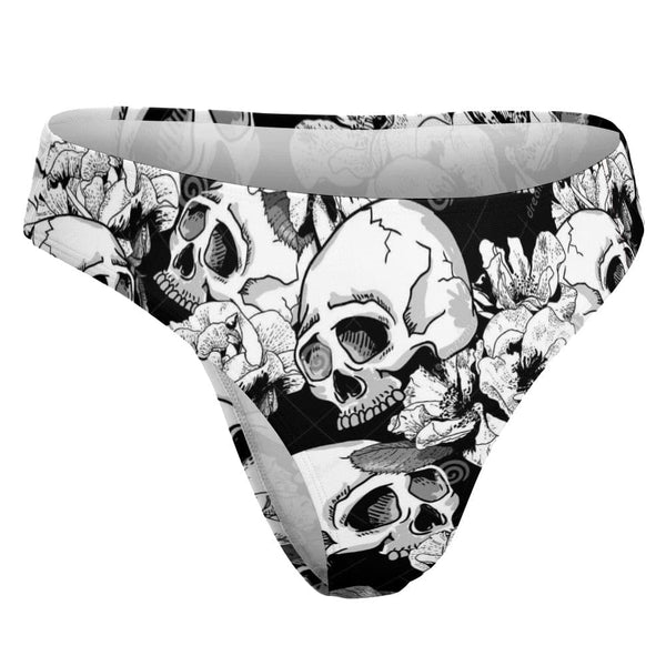 Women's Skull Floral Swimwear Thong Bottom