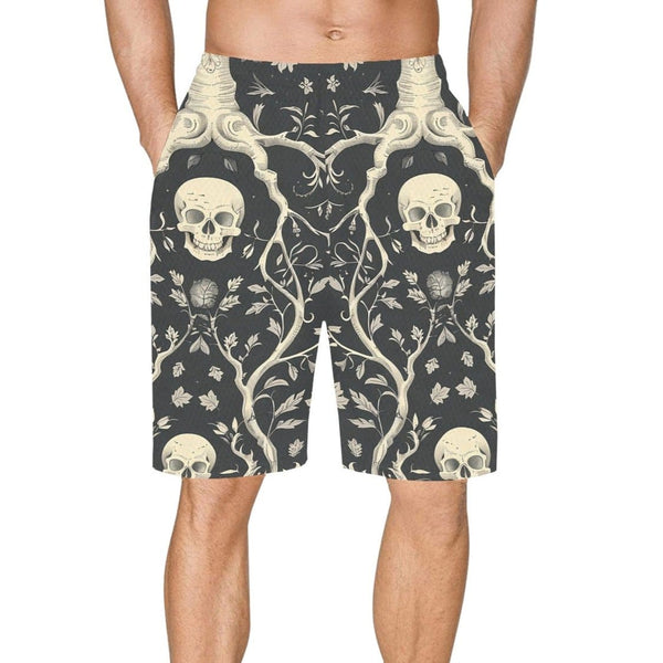 Men's Skulls With Tree Trunks And Leaves Basketball Shorts