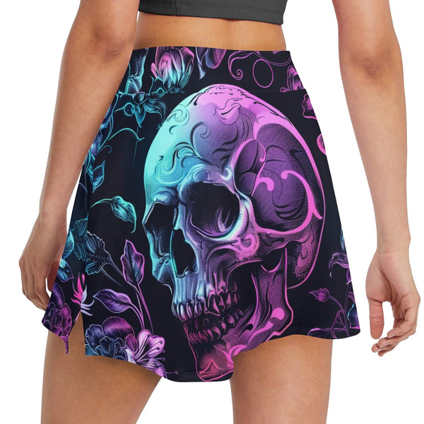 Women's Purple & Blue Skull Golf Skirt with Pocket
