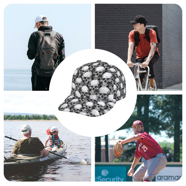 Black & White Skull Pattern Baseball Hat – Gothic Style - Everything Skull Clothing Merchandise and Accessories