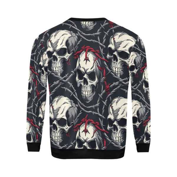 Men's Skulls In Barbed Wire Crew Neck Sweatshirt