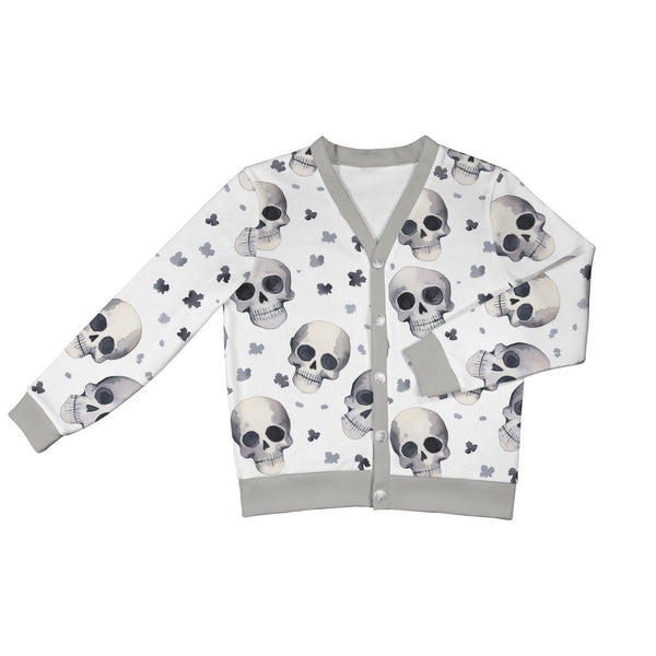 Greyscale Skulls Women's Ribbed Cardigan Sweater