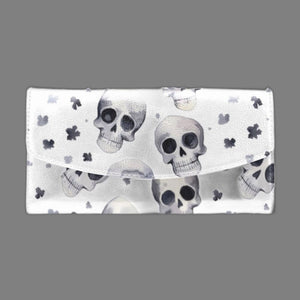 Grey Scale Skulls Women's Flap Wallet