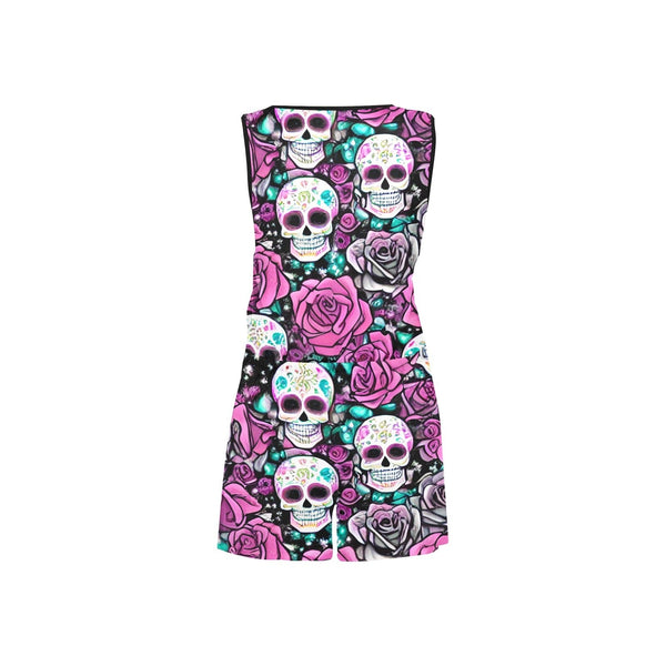 Be Beach-Ready In An Instant With This Awesome Women's Skull Pink Floral Short Romper