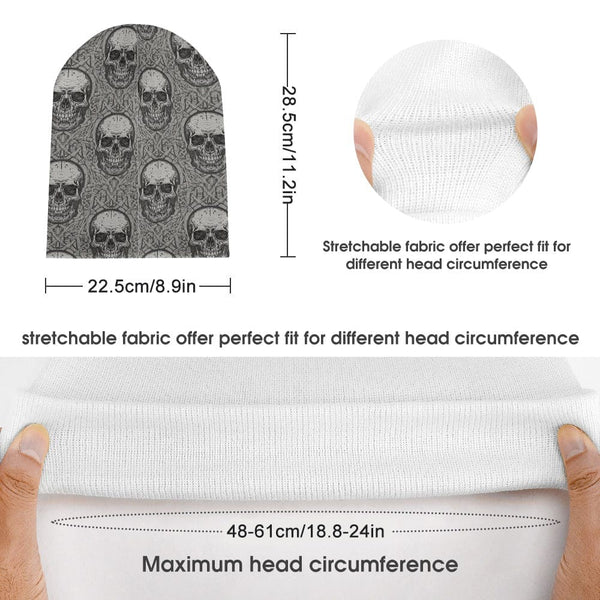 Gray Skulls Tribal Pattern Knitted Beanie