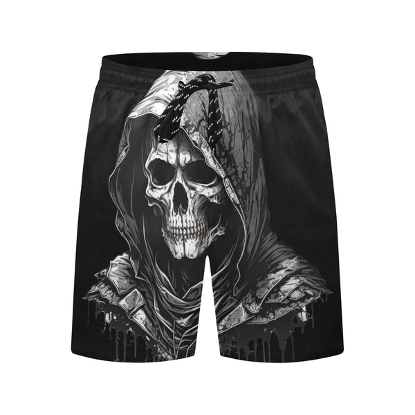 Make A Splash In These Stylish Men's Skull Reaper Mid-Length Swim Shorts