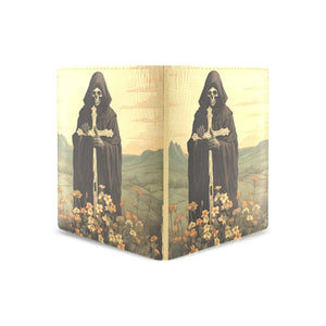 Vintage Gothic Grim Reaper With Cross Bi Fold Leather Wallet