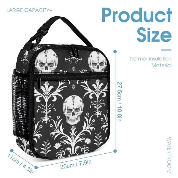 Experience the power of the Skull On Black Background Three Piece Backpack, Lunch Bag & Pencil Case