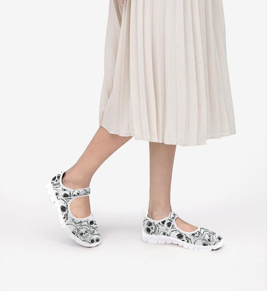 Doodle Style Skull Pattern Casual Mary Jane Shoes