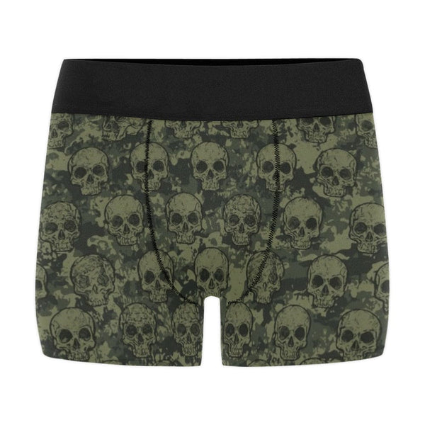 Skulls Army Green and Dark Olive Men's Boxer Shorts