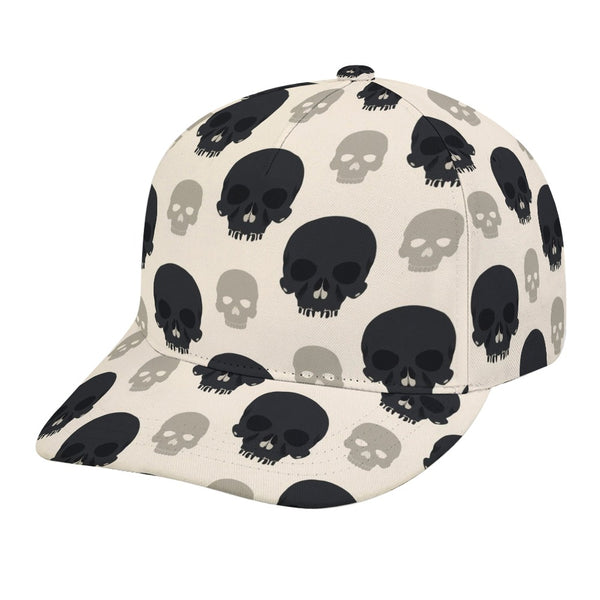 Edgy Black & Beige Skull Baseball Cap