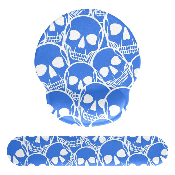 Blue Skull Mouse Pad and Hand Rest Set