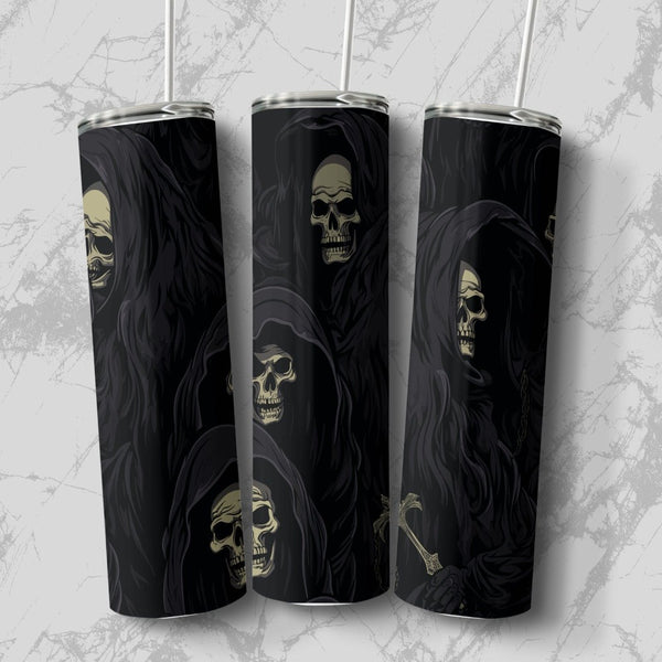 Grim Reaper On Black Stainless Steel 20oz Tumbler skull