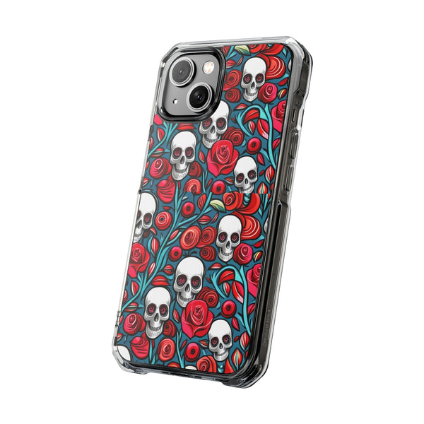 Stunning Red Flower Skulls Magnetic Cases - Protect Your Phone with Style!