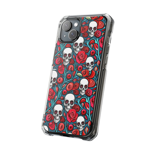 Stunning Red Flower Skulls Magnetic Cases - Protect Your Phone with Style!