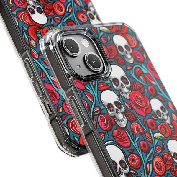 Stunning Red Flower Skulls Magnetic Cases - Protect Your Phone with Style!