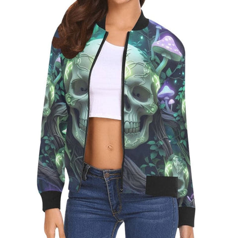 Women's SKull Fantasy Forest Bomber Jacket