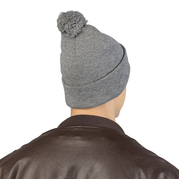 Skull Pom-Pom Knit Cap – Cozy Winter Beanie for Trendy Style