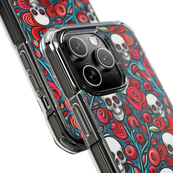 Stunning Red Flower Skulls Magnetic Cases - Protect Your Phone with Style!