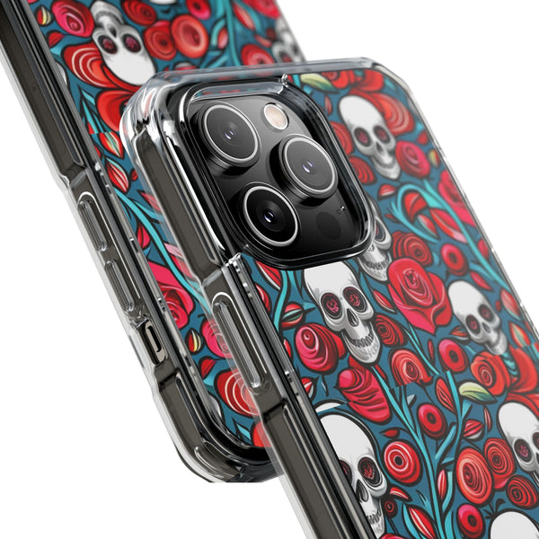 Stunning Red Flower Skulls Magnetic Cases - Protect Your Phone with Style!