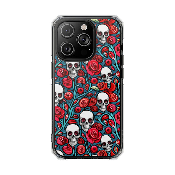 Stunning Red Flower Skulls Magnetic Cases - Protect Your Phone with Style!