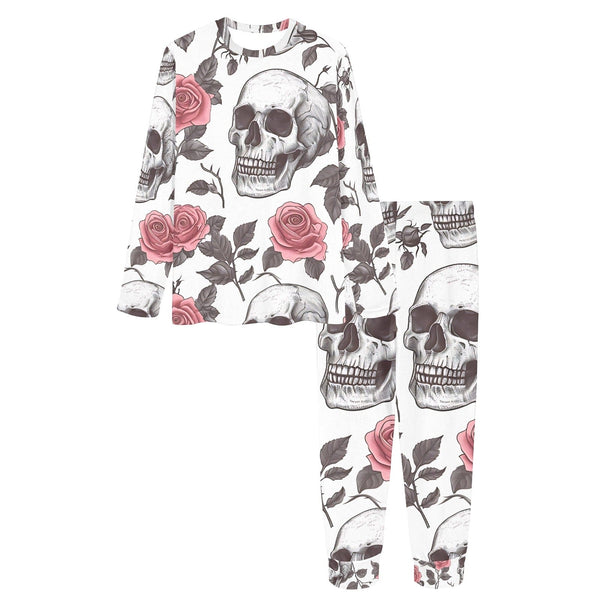 Women's skull Print With Pink Roses Pajama Set