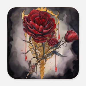 Gothic Red Rose Coaster Hardboard Back 4PK