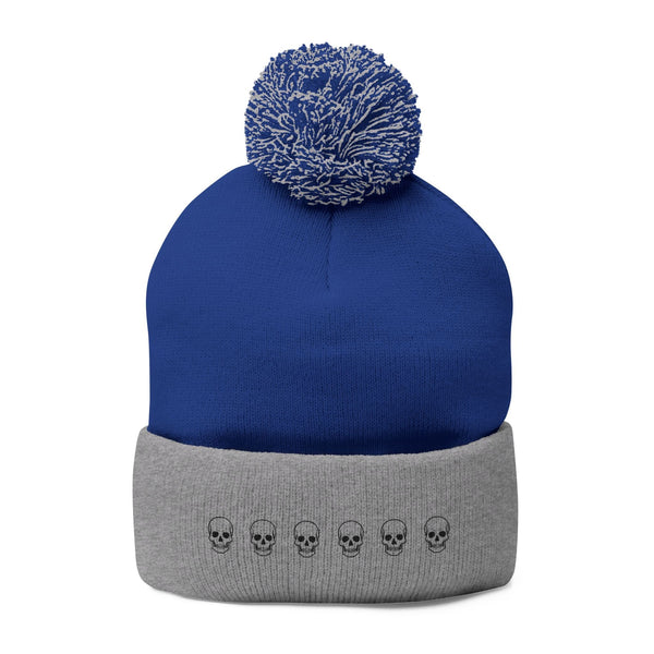 Skull Pom-Pom Knit Cap – Cozy Winter Beanie for Trendy Style
