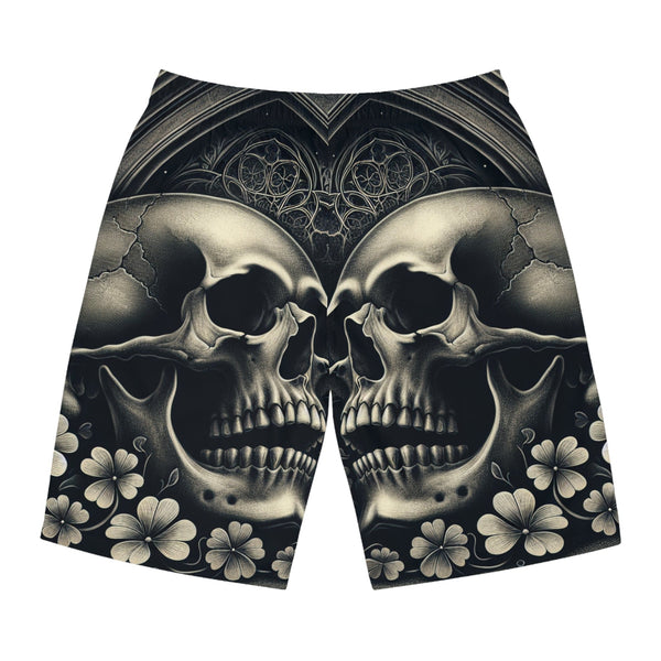 Men's Skull On Gothic Background Board Swim Shorts