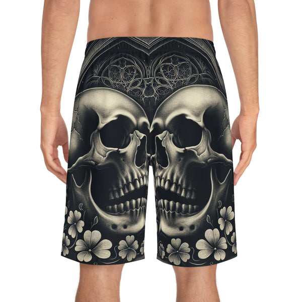 Men's Skull On Gothic Background Board Swim Shorts