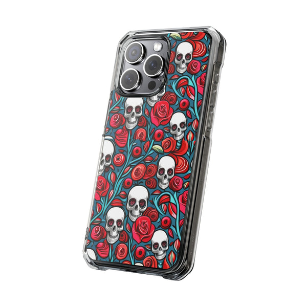 Stunning Red Flower Skulls Magnetic Cases - Protect Your Phone with Style!