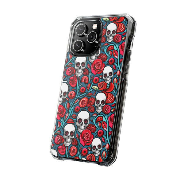 Stunning Red Flower Skulls Magnetic Cases - Protect Your Phone with Style!