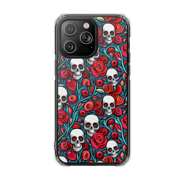 Stunning Red Flower Skulls Magnetic Cases - Protect Your Phone with Style!