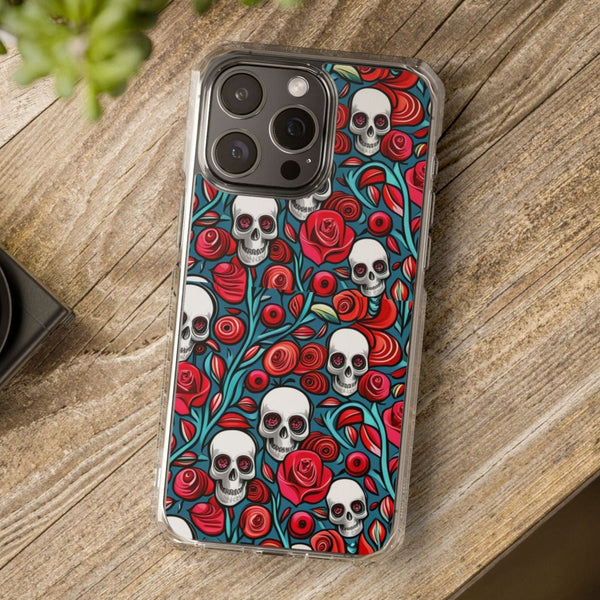 Stunning Red Flower Skulls Magnetic Cases - Protect Your Phone with Style!