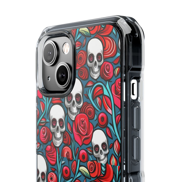 Stunning Red Flower Skulls Magnetic Cases - Protect Your Phone with Style!