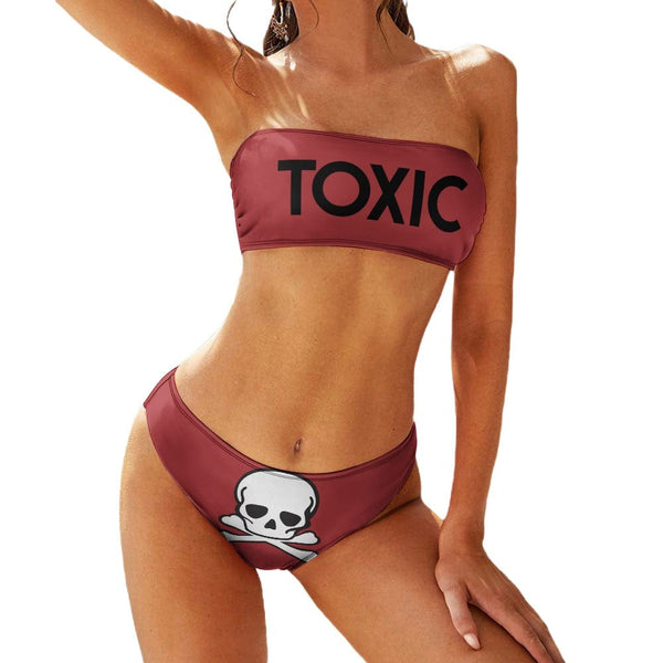 Make A Statement At The Beach With Our Ladies Toxic Skull Two Piece Bikini Swimsuit