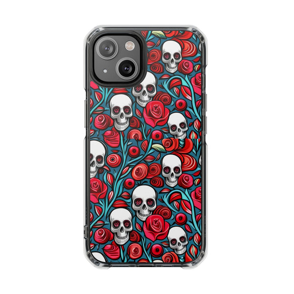 Stunning Red Flower Skulls Magnetic Cases - Protect Your Phone with Style!